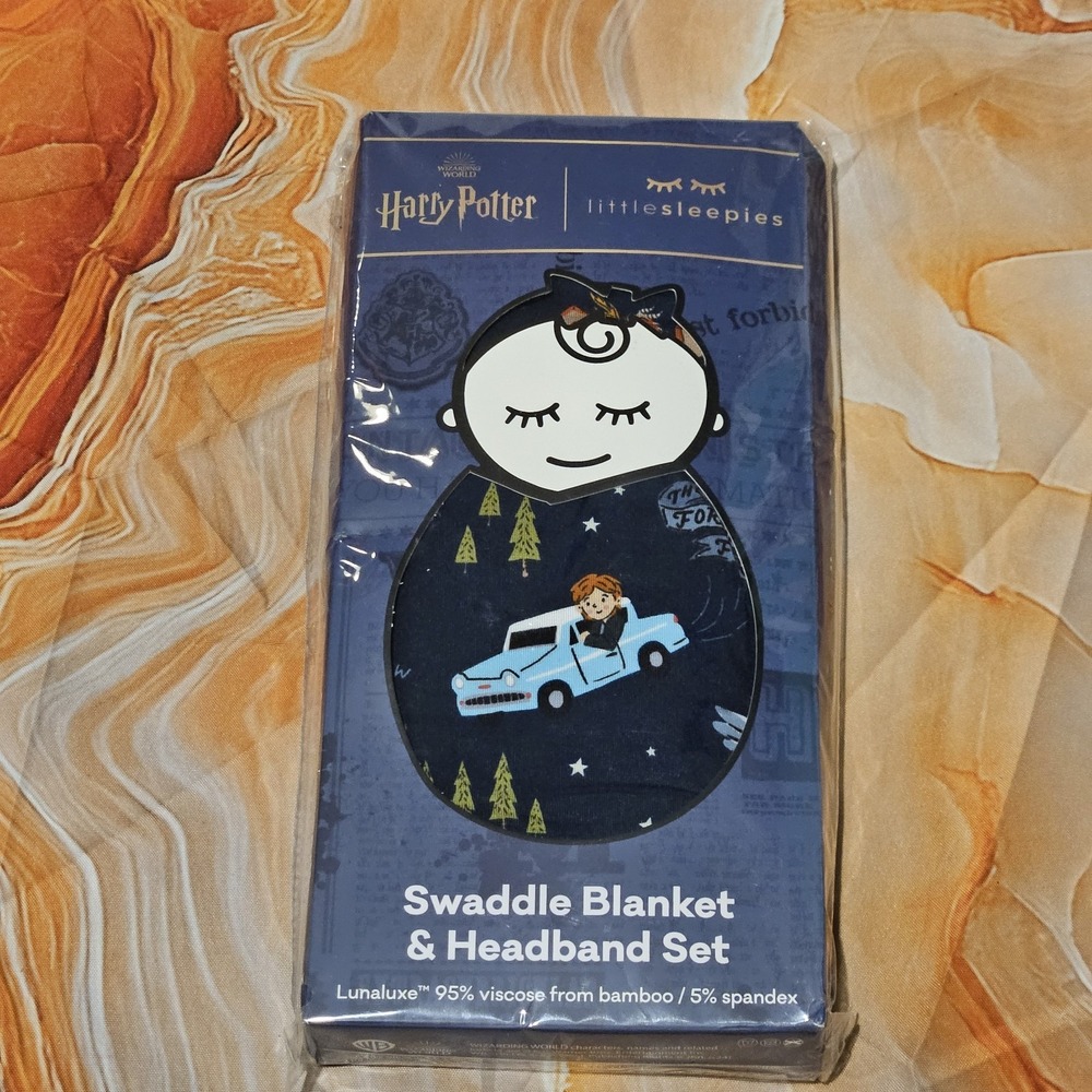 Little Sleepies Harry Potter Lunaluxe Swaddle Bamboo Blanket Headband Set NIP